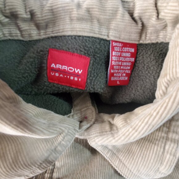 ARROW Vintage Shacket Men's L Tan Corduroy Heavy Flannel Lined Shirt Jacket - Picture 5 of 8